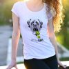 Köpekli özel tasarım sporculara özel beyaz kadın tshirt