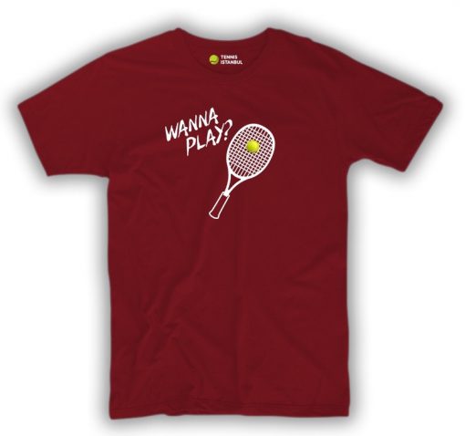 Tennis Istanbul mağazasında tenis t-shirt! Wanna Play some tennis. Tenis Bordo Unisex T-shirt